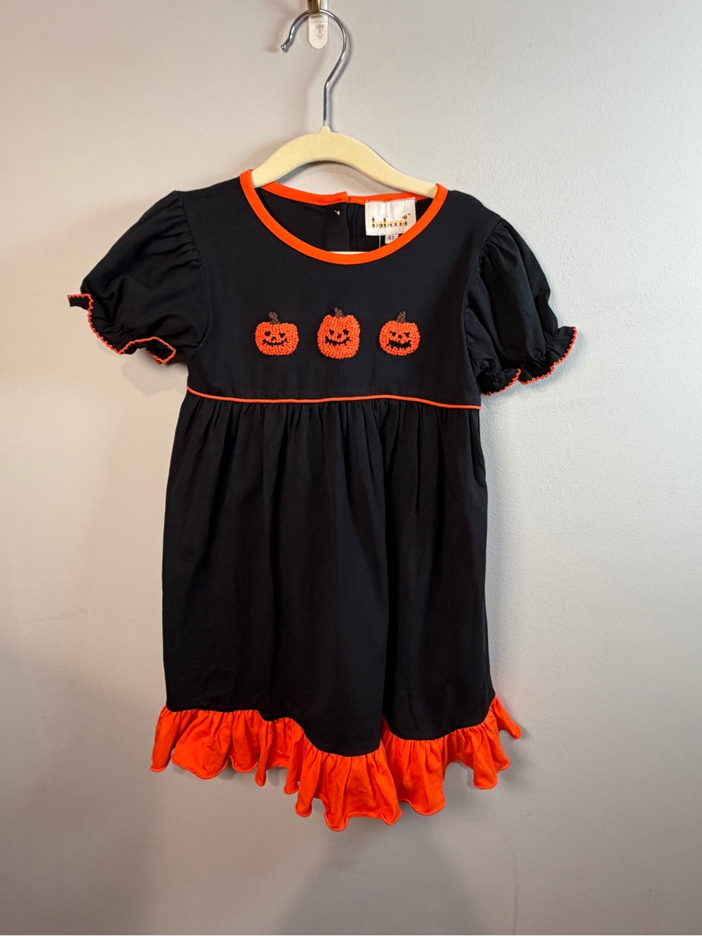 Babeeni French Knot Pumpkin Jack o lantern Halloween Dress Size 4T NWT
